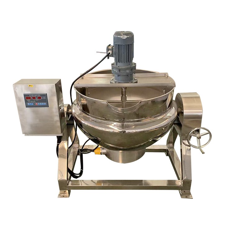 Tiltable electric heating heat transfer oil scraping bottom stirring sandwich pot